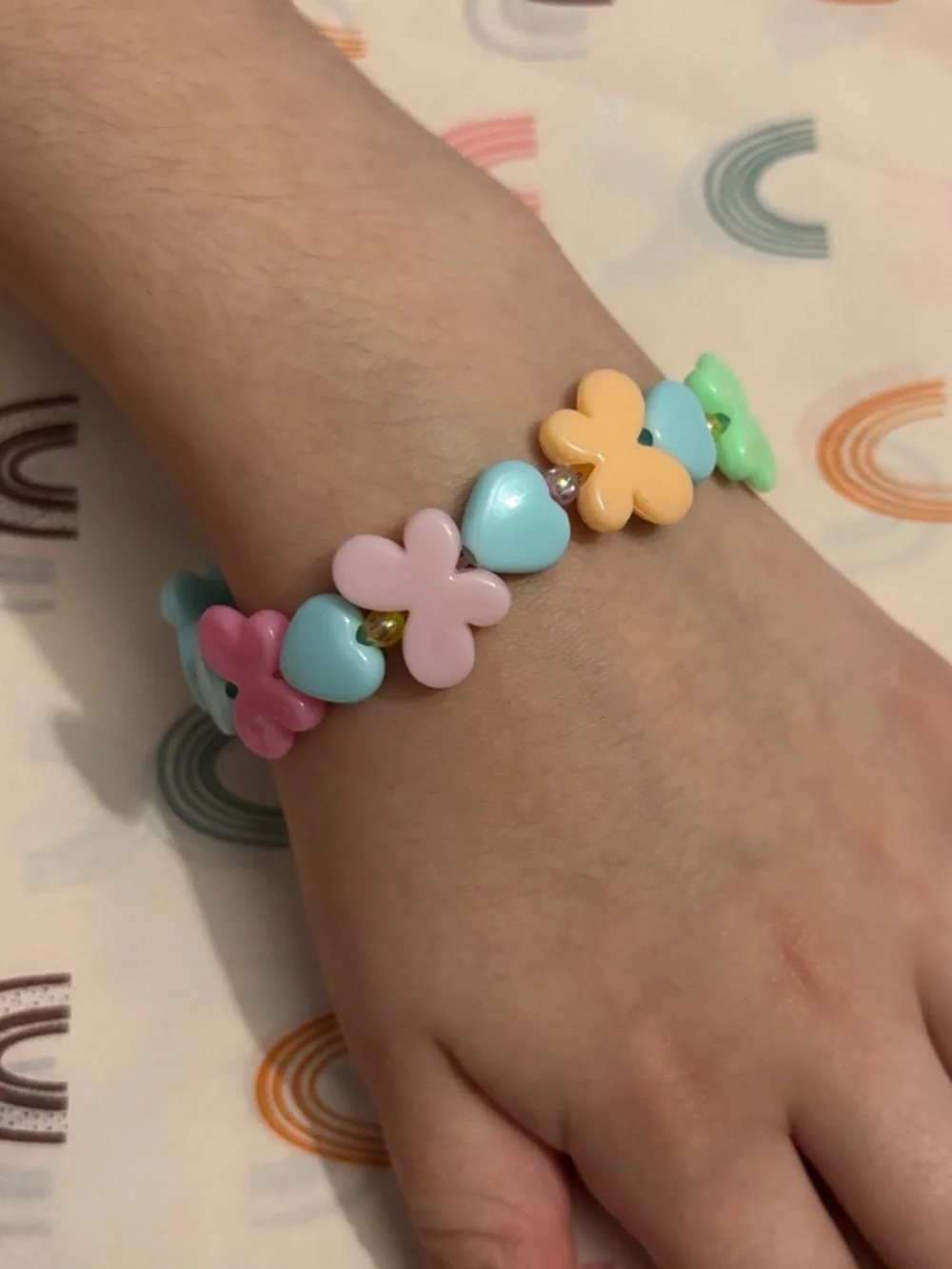 Kids Pastel Butterfly & Heart Stretch Bracelet - Multicolor